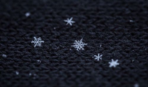 Full frame shot of snowflakes on ground