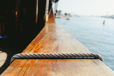 Close-up of wooden pier