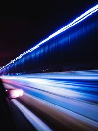 Light trails on road at night