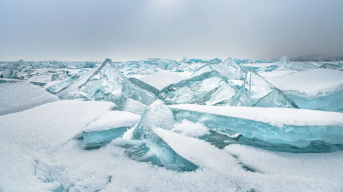 Scenic view of glaciers against sky