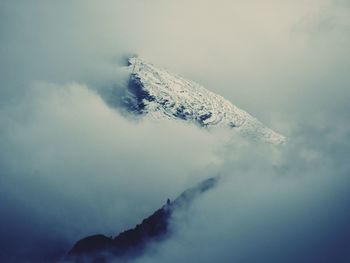 Scenic view of snow covered mountain against sky