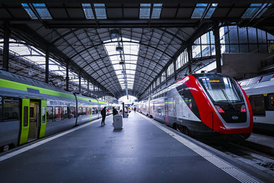 Blurred motion of train at airport