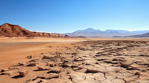 Scenic view of desert against clear sky