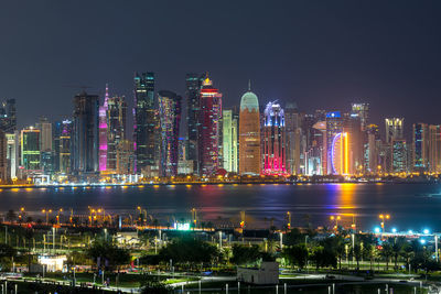 Beautiful doha skyline view from corniche