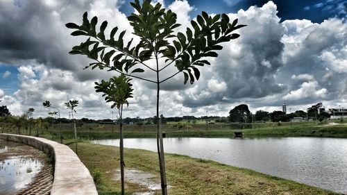 Scenic view of lake against sky