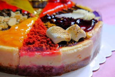 Close-up of cheese cake in plate