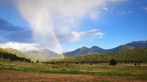 Panoramic view of landscape and mountains against sky