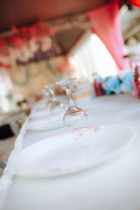Midsection of woman having food on table