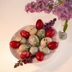 High angle view of tomatoes in plate