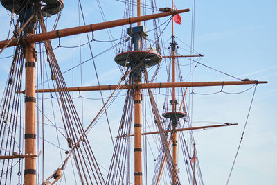 Low angle view of sailboat against sky