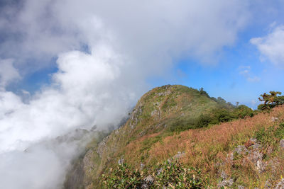 Low angle view of mountain against sky