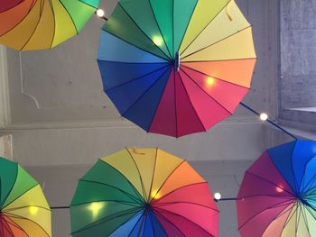 Low angle view of colorful umbrellas