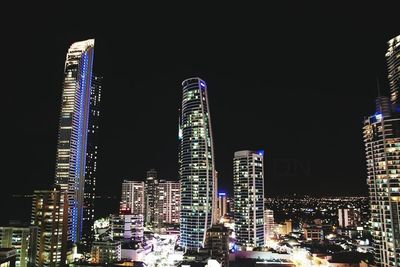 City lit up at night