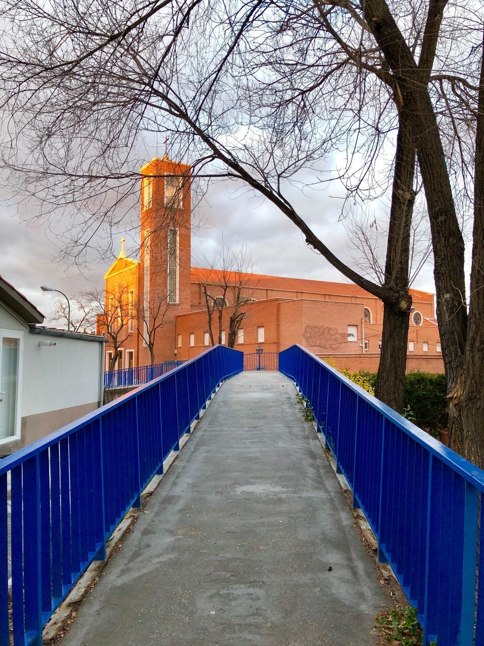 architecture, built structure, bare tree, tree, building exterior, the way forward, outdoors, no people, day, branch, city, sky, nature