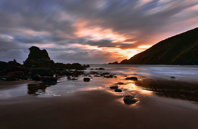 Scenic view of sea against sky during sunset