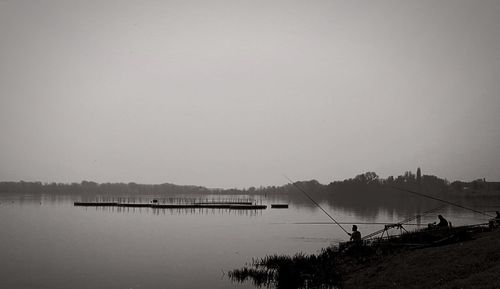 Scenic view of lake against clear sky