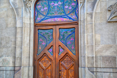 Close-up of closed door of building