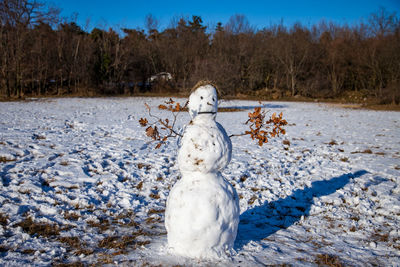 View of snow on field during winter