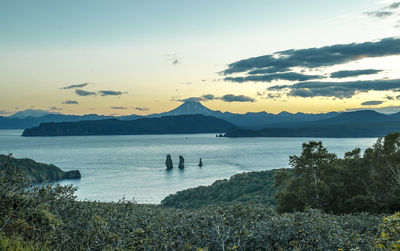 Scenic view of sea against sky during sunset