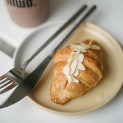 High angle view of breakfast in plate