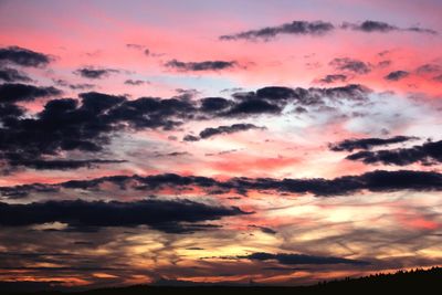 Low angle view of dramatic sky during sunset