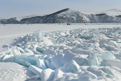 Scenic view of glaciers and mountains