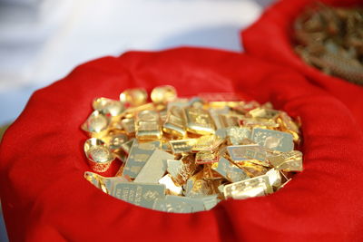 Close-up of christmas decorations on table