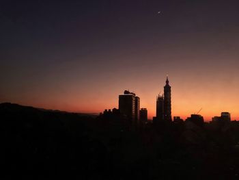 Silhouette buildings against sky during sunset