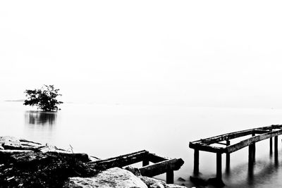 Scenic view of sea against clear sky