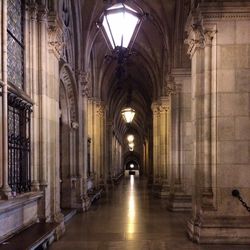 Interior of illuminated corridor