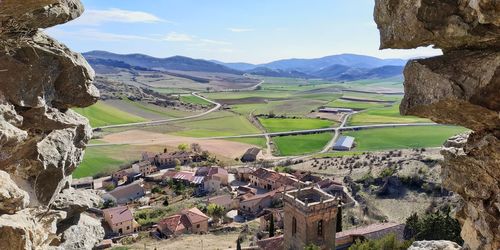 High angle view of landscape against sky