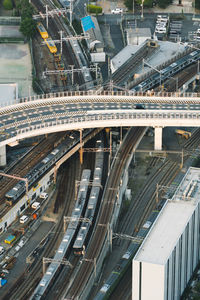 High angle view of elevated road in city