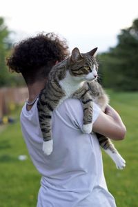 Full length of cat standing outdoors