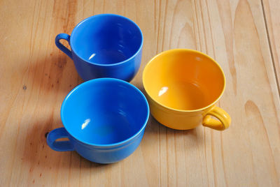 High angle view of empty tea on table