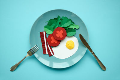 High angle view of breakfast on plate