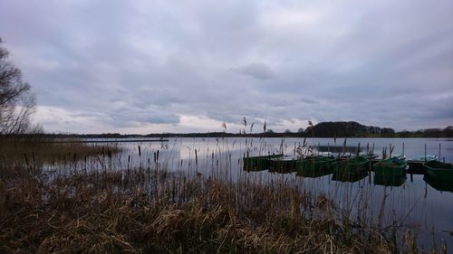 Scenic view of lake against sky