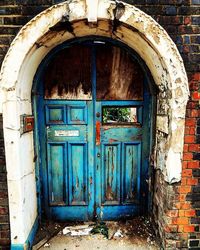 Closed door of old building