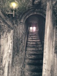 Low angle view of illuminated staircase