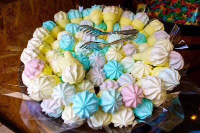 Full frame shot of multi colored cake on table