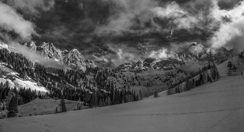 Panoramic view of mountains against sky