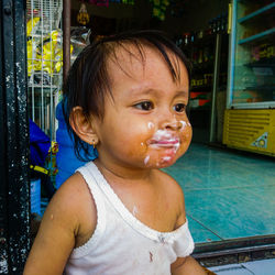 Cute girl with messy mouth 