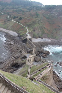 High angle view of winding road on mountain