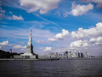 City against cloudy sky