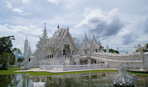 Beautiful view of the white temple wat rong khun in northern thailand
