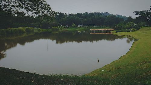 Scenic view of lake against sky