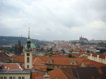 High angle view of townscape against sky