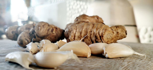 Close-up of food on table