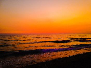 Scenic view of sea at sunset