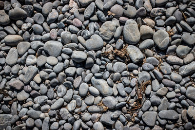 Full frame shot of pebbles on beach