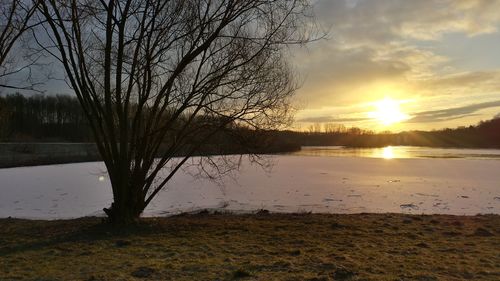 Scenic view of lake during winter